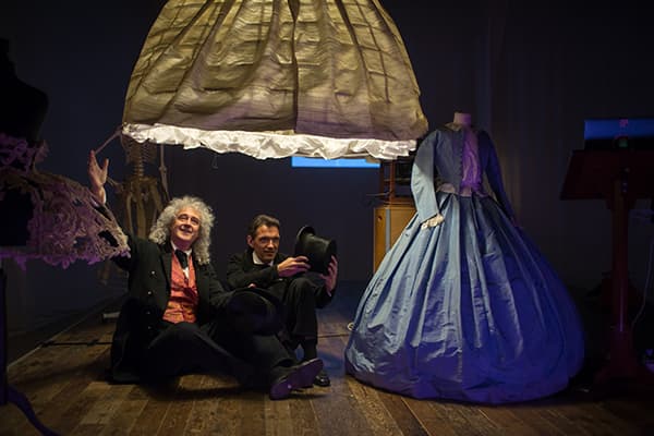 Brian May and Denis Pellerin dressed up in Victorian attire for the launch of their new book.