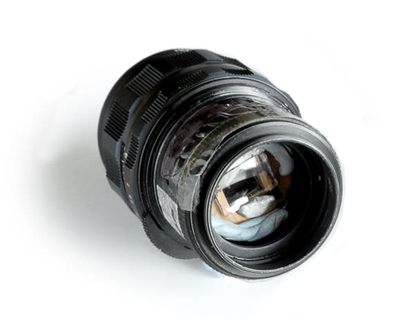 Rear of home-made teleconverter: home-made lenses can be very effective.