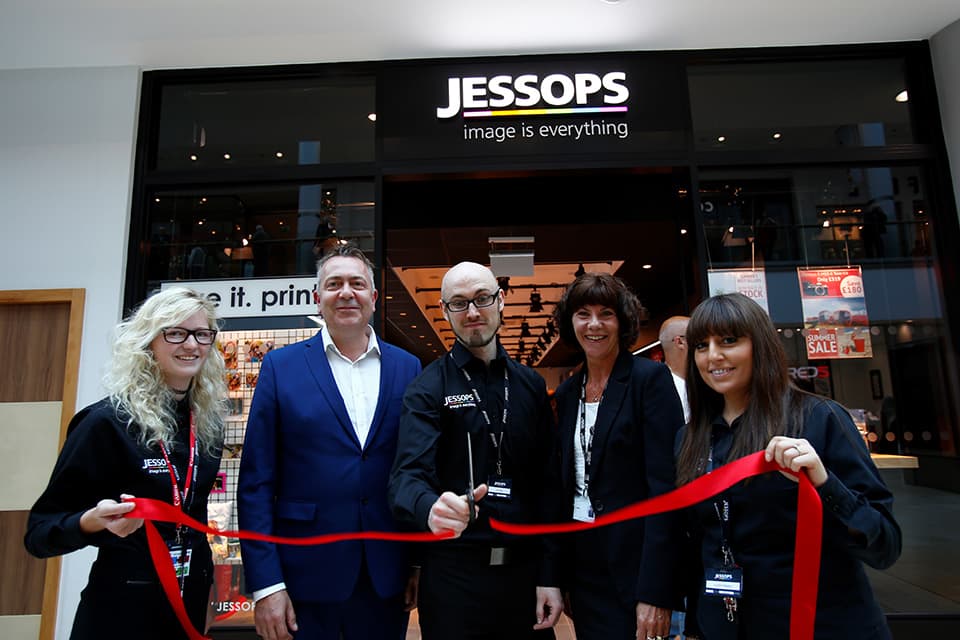Jessops in Highcross Leicester - ribbon cutting with Scott Worger, Retail Director for Jessops, Jim Steel, Store Manager & Jo Tallack, General Manager Highcross.web