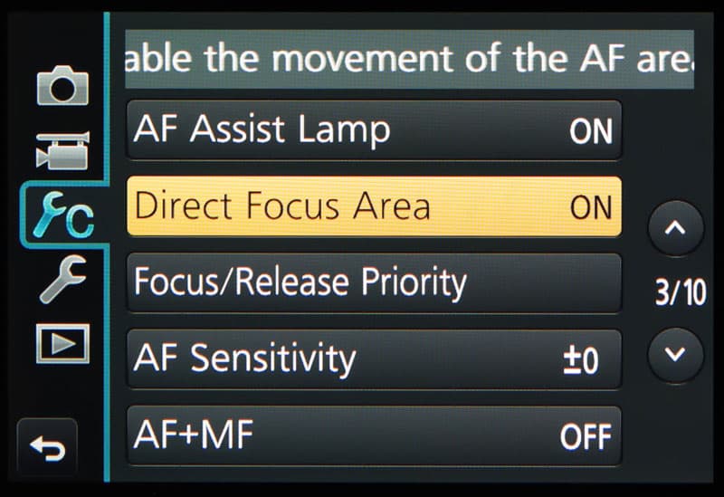 Panasonic Direct Focus Area screen