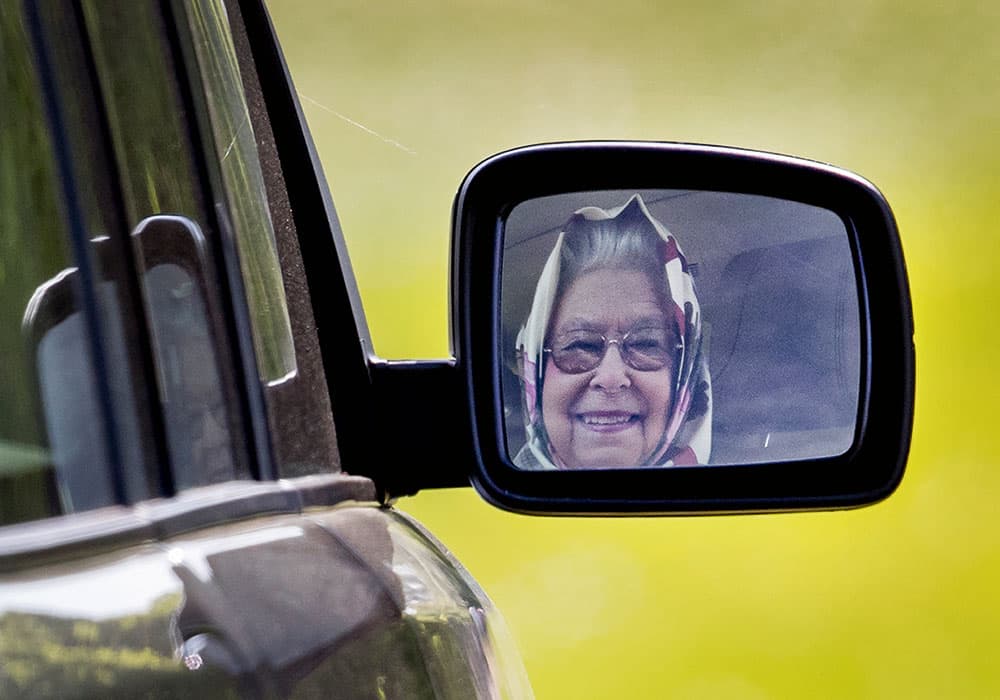 Peter Macdiarmid Queen Elizabeth II reflection in car