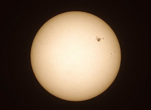 A view of the Sun taken using Baader Astro Solar film on a 3” Pentax refracting telescope.