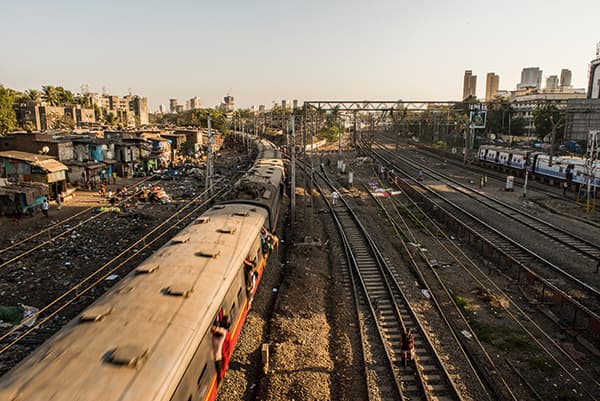An evening shot of a local train in Mumbai