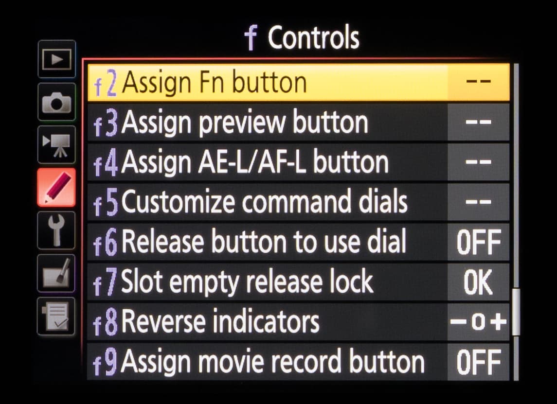 Nikon Custom Menu Secrets - f2 - Assign Fn button