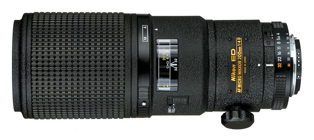 200mm f4 AF Micro Nikkor lens