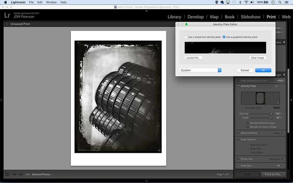 use a wet-plate border screen