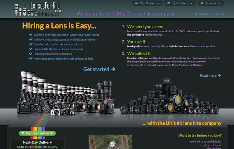 Kit hire lenses for hire website