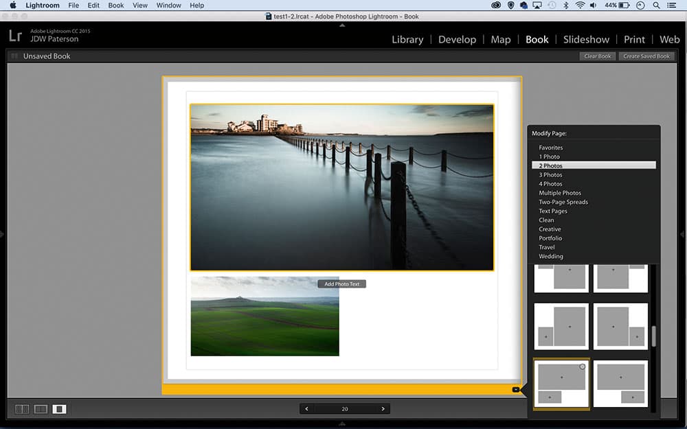 Lightroom cutomise your pages screen
