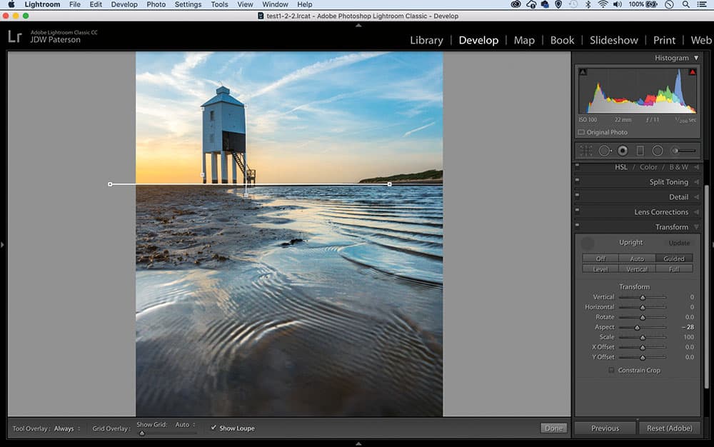 Lightroom tips Guided upright screen